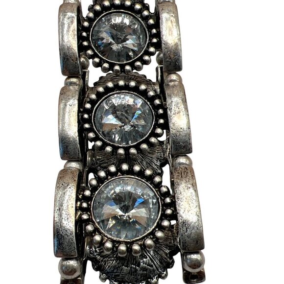 Stainless Steel Feather Necklace & Rhinestone Bracelet Set. B95 - Picture 10 of 12